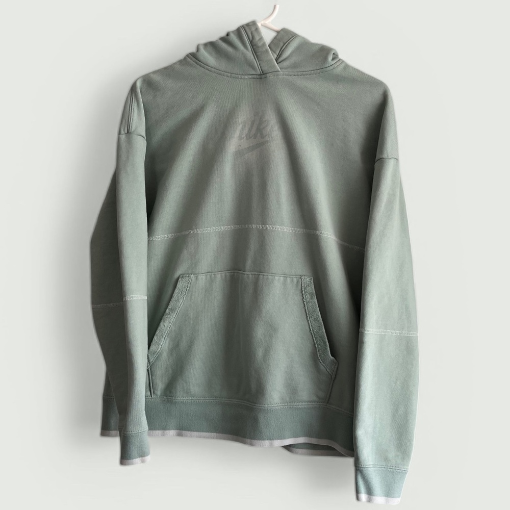 Nike Vintage Seafoam Green Hoodie with White Edges Size L